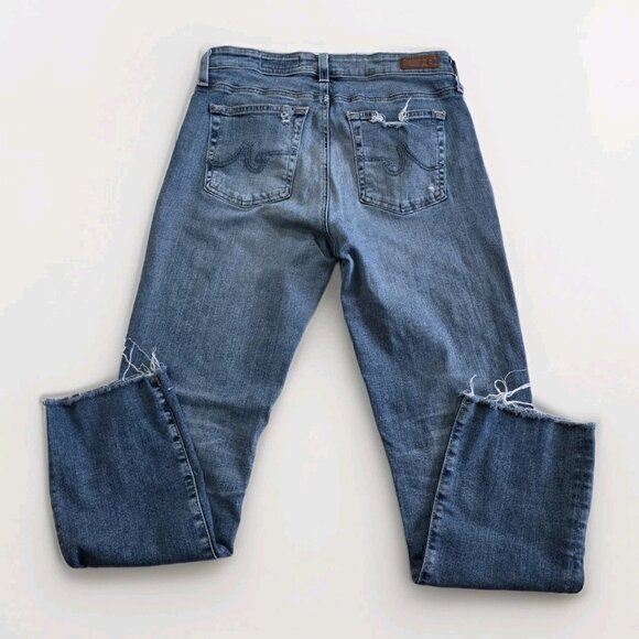 AG Adriano Goldschmied Jeans Womens 30R Blue High Rise Mari Crop Distressed Boho - Picture 16 of 16